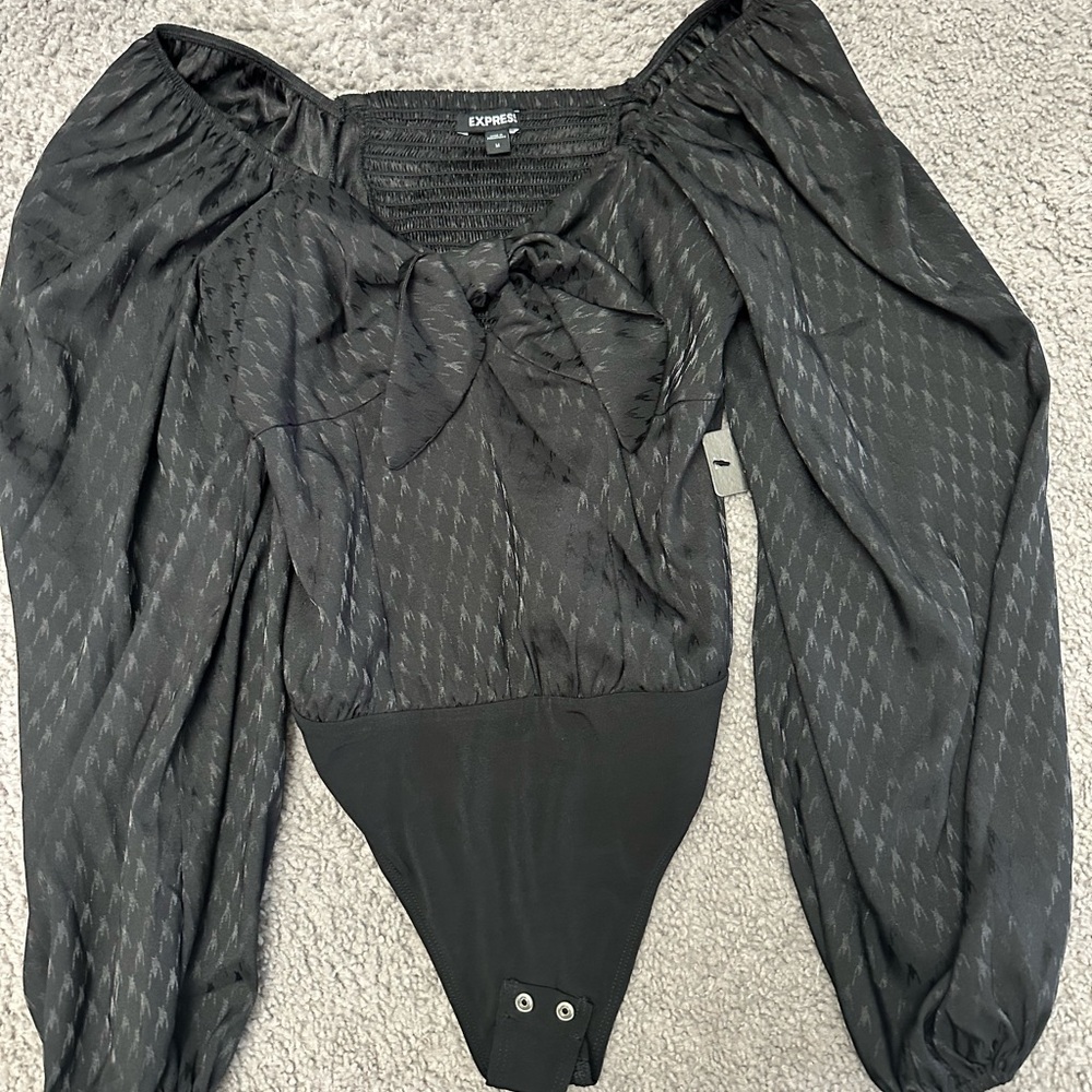 Express Black Bodysuit with Bow Detail